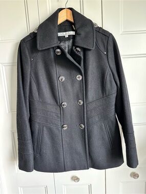 Kenneth Cole New York Black Wool Blend Peacoat Jacket Women’s Size 10